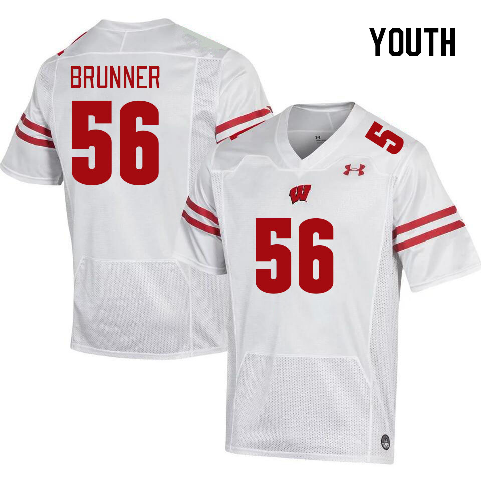 Youth #56 Joe Brunner Winsconsin Badgers College Football Jerseys Stitched Sale-White